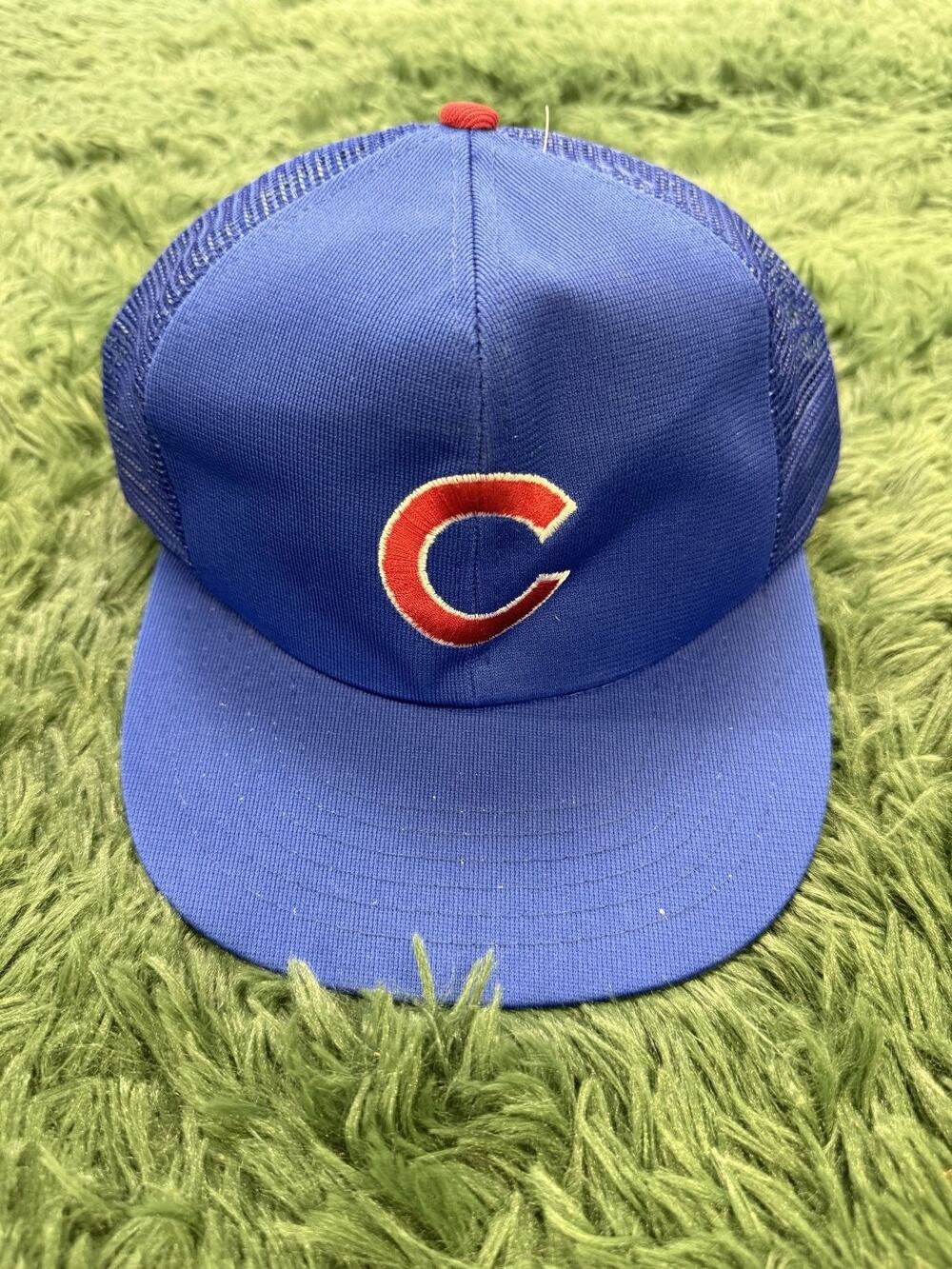 Vintage Chicago Cubs MLB Amico Trucker Hat Cap Blue Red White Green Snapback